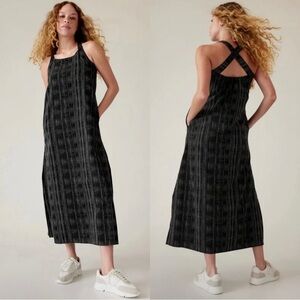 Athleta Maxi Arrival Dress Size Small Petite Amara Stripe Black 601590 Summer